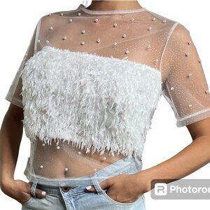 Shein . women's,  pearl top, Color White. size: M